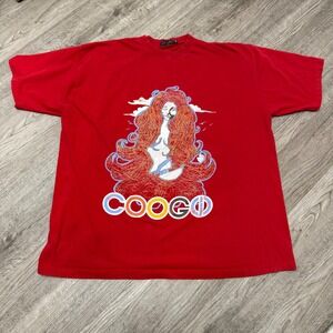 Coogi Australia Mens Red Graphic T-Shirt Big Logo Woman Mermaid Print Size 4X